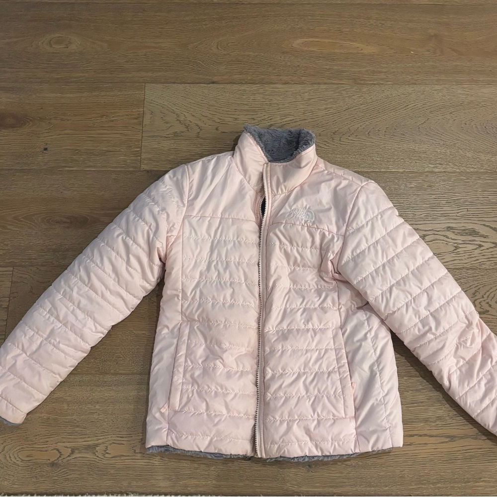 The North Face Kids Pink and Grey Reversible  Puffer Jacket